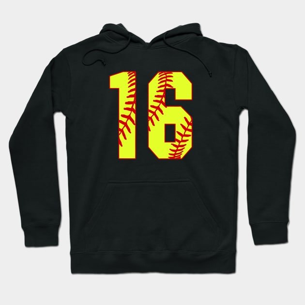 Fastpitch Softball Number 16 #16 Softball Shirt Jersey Uniform Favorite Player Biggest Fan Hoodie by TeeCreations